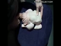 Sex deprived guy uses cold and raw chicken as fuck toy in this homemade insertion movie